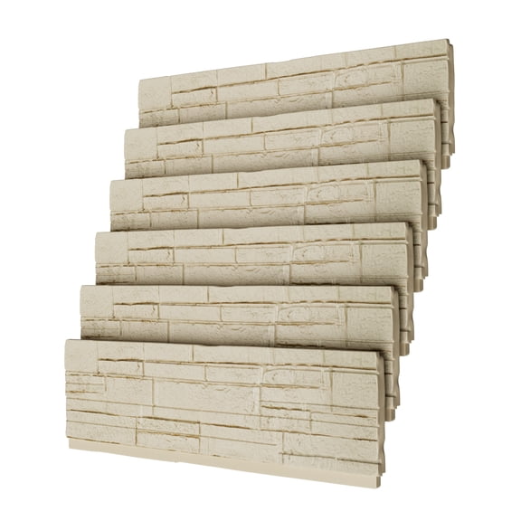 Faux Stone Wall Panel, 6‑Pack PU 3D Artificial Rock Siding, Golden Rust Stone, 45.7" x 11.8", Indoor & Outdoor Decor for Fireplace Surround, TV Accent Wall 1Pack