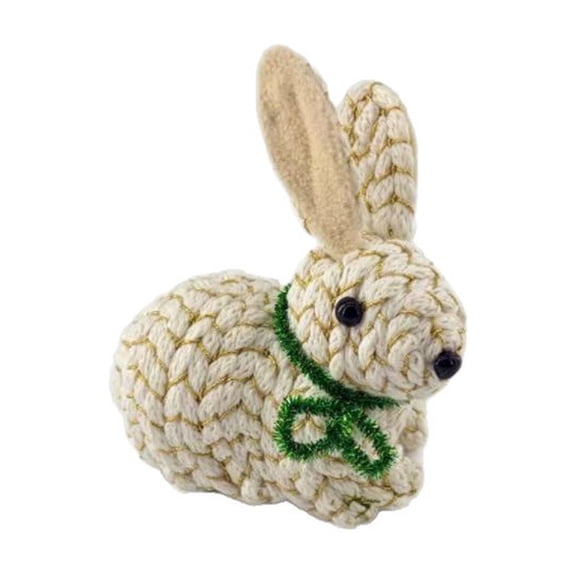 Faux String Braid Tailless Standing Bunny, Beige, 5.9", Easter by IEPOFG Fashion