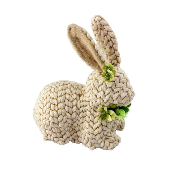Faux String Braid Tailless Standing Bunny, Beige, 7.87", Easter by IEPOFG Fashion