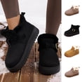 thumbnail image 1 of Faux Suede Ankle Boots for Women Winter Warm Fleece Lined Outdoor Platform Snow Booties Shoes Adjustable Buckle, 1 of 9