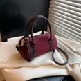 thumbnail image 1 of Faux Suede Barrel Bag for Women Small Boston Shoulder Purse Top Handle Crossbody Tote Retro Solid Color Handbag for Travel Shopping Dating Everyday Use, 1 of 6