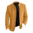 thumbnail image 1 of Faux Suede Blazer Jackets for Men Button Down Casual Vintage Jacket Multi-pocket Stand Collar Work Suit Coats Khaki XL, 1 of 4