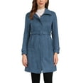 thumbnail image 1 of INSPIRE CHIC Faux Suede Coat for Women's Belted Long Zipper Jacket with Fashionable Design L Blue, 1 of 6