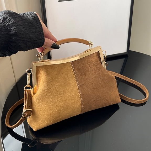Faux Suede Crossbody Purse Lightweight Party Handbag For Women Lady (Brown)