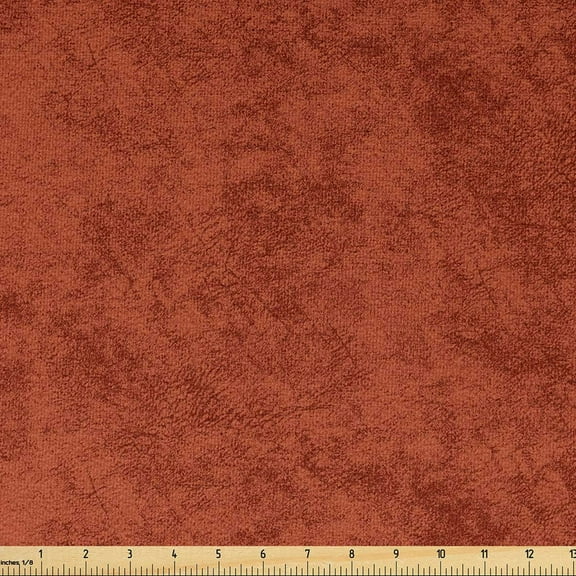 Faux Suede Fabric by the Yard Digitally Printed Distressed Texture, Durable and Washable Fabric for DIY Projects Indoor Outdoor Decoration Upholstery Home Textile, 2 Yard, Paprika, by Ambesonne
