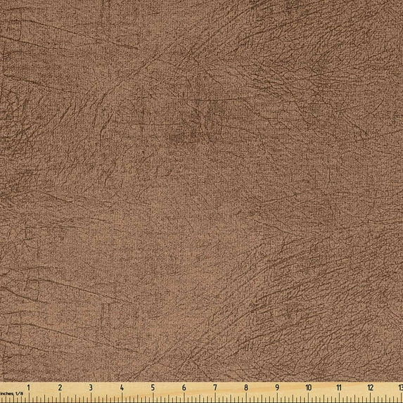 Faux Suede Fabric by the Yard Digitally Printed Weathered Texture, Durable and Washable Fabric for DIY Projects Indoor Outdoor Upholstery Home Textile, 2 Yard, Camel, by Ambesonne