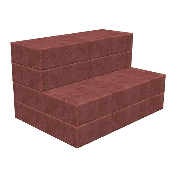 Faux Suede Foldable Mattress, Digitally Printed Textile, Portable Futon Mat Lightweight Sleeping Pad Spare Bedroom Guest Bed for Camping Dorms, Burnt Orange, Full, by Ambesonne