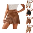 thumbnail image 1 of Faux Suede Fringe Skirt for Women Western Cowgirl High Waisted A Line Tassel Skirts Country Concert Outfits, 1 of 6