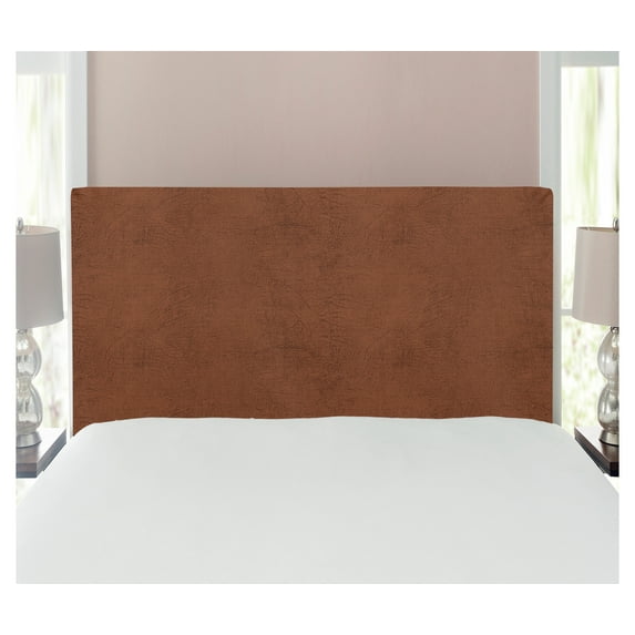 Faux Suede Headboard, Digitally Printed Weathered Texture, Upholstered Decorative Metal Bed Headboard with Memory Foam for Dorm and Bedroom Accent Furniture, Caramel, Twin, by Ambesonne
