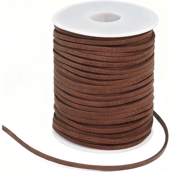 Faux Suede Leather Cord for Jewelry Making Flat Leather String Roll 50 Yards Suede Lace Cord for Crafts DIY Beading Bracelet Necklace Dream Catcher Suede Rope Spool for Handmade Craft (Dark Brown)