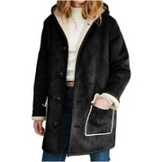 Faux Suede Long Jacket for Women Vintage Fur Leather Coat Fleece Sherpa Lined Winter Warm Button Down Outwear