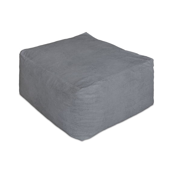 Faux Suede Rectangle Pouf, Digitally Printed Weathered Texture, Under Desk Foot Stool for Living Room Office Bedroom Dorm Essentials Ottoman with Cover, Grey , 25", by Ambesonne