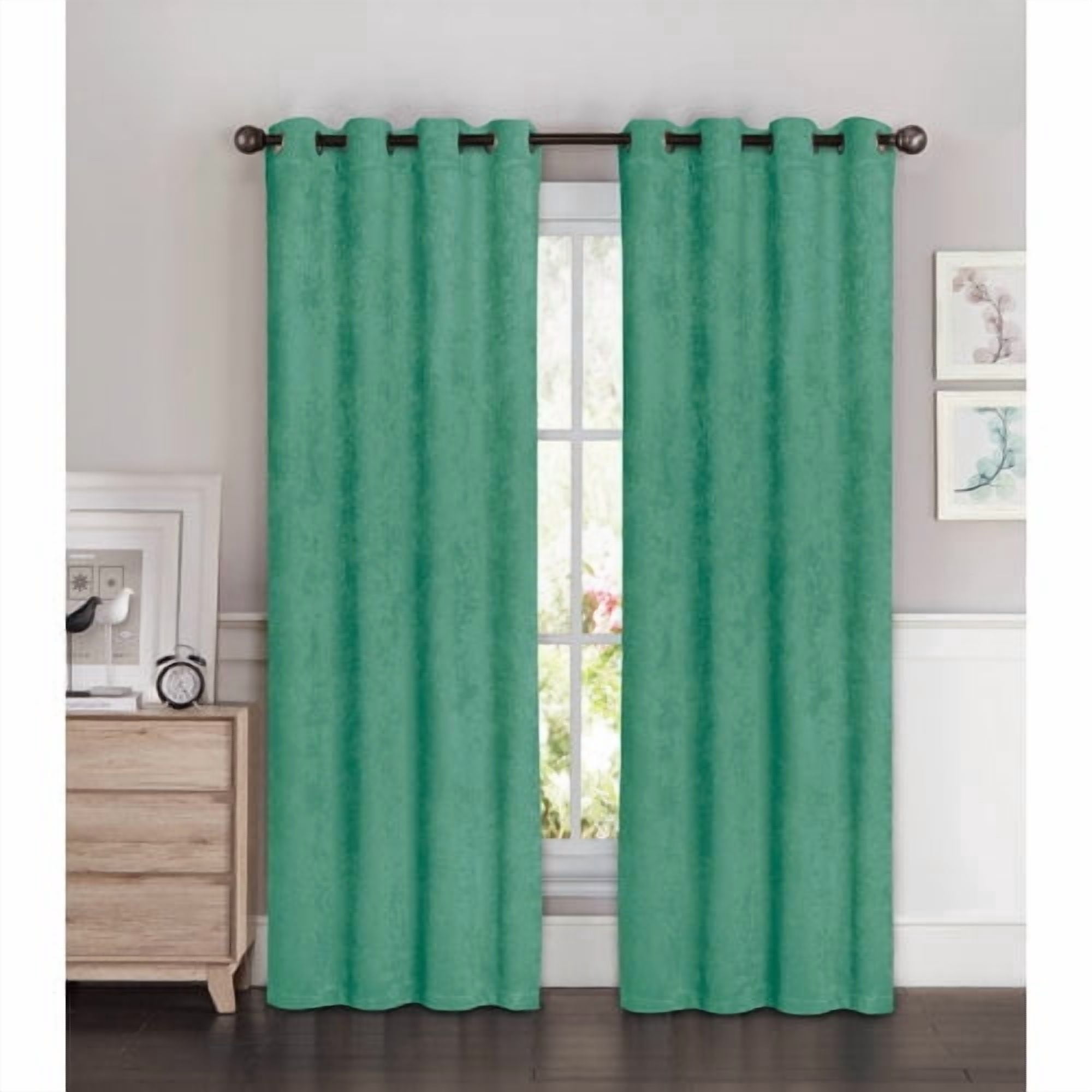 Faux Suede Room Darkening 108 x 96 in. Grommet Curtain Panel Pair