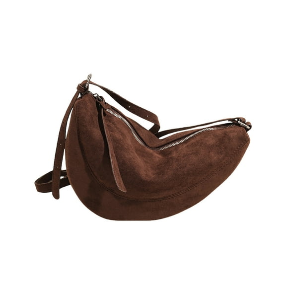 Faux Suede Sling Bag for Women, Adjustable Crossbody Purse with Long Strap, Lightweight Travel Shoulder Bag