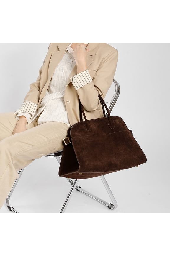 Faux Suede Tote Bag Fashion Top Handles Handbag Coffee Brown 15x10x9 in Large Capacity Lightweight Flocked Purse for Travel Work Daily Use