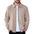 thumbnail image 1 of Faux Suede Zip Bomber Jacket Men Turn‑Down Collar Side Pockets Classic Casual Coat for Fall Winter Business Casual Daily Wear, 1 of 6