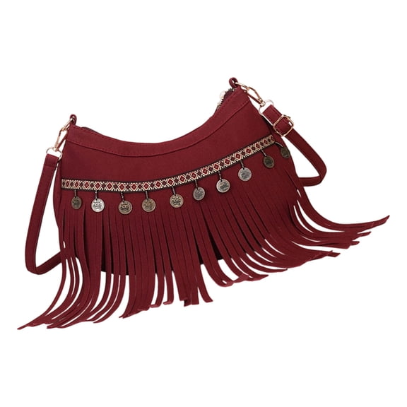 Faux Suedes Underarm Bag for Women Fringe Crossbody Purses Ladies Tassels Hobos and Shoulder Handbags