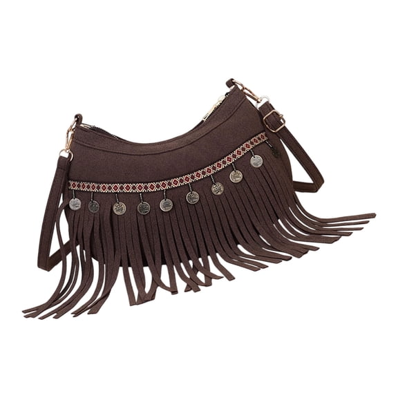 Faux Suedes Underarm Bag for Women Fringe Crossbody Purses Ladies Tassels Hobos and Shoulder Handbags