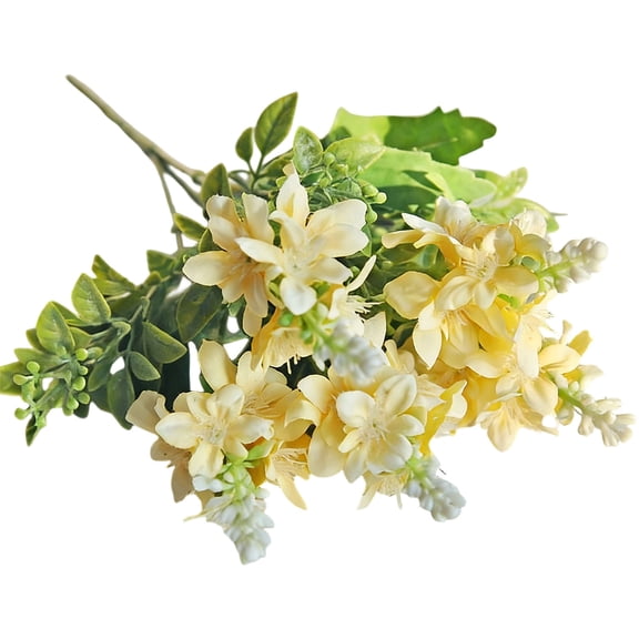 Faux Tail Orchid Bouquet Artificial Flowers for Wedding Decorations, Home Table Centerpieces Craft, Silk Flower Arrangement 12.6 Inch Long, One Artificial Flower with Five Yucca Heads