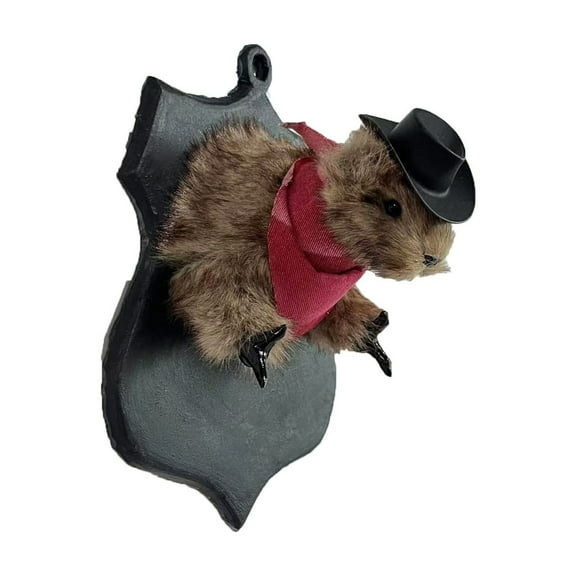 Faux Taxidermy Animal Head Wall Decor, Cowboy Bandits Taxidermy Squirrels The Cowboy Hamster Hangs On The Wall Handmade Farmhouse Decor, Animal Head Wall Decor