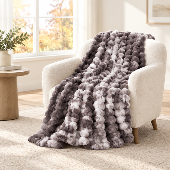 Faux Throw Blanket For Couch Warm Plush Striped Sofa Bedroom Living Room 50 * 60 Inches Tie-dye Grey