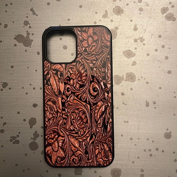 Faux Tooled Leather Print Western Collage Phone Case Protective 17 16 15 14 13 12 11 Pro Max