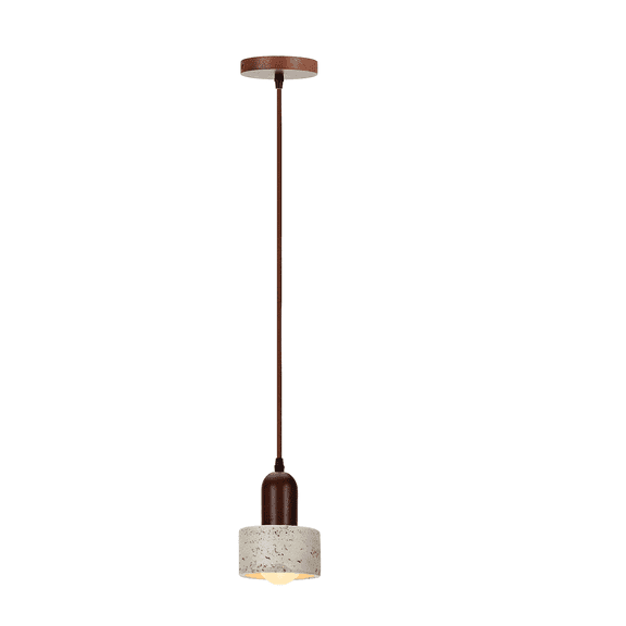 Faux Travertine Pendant Light, Wabi-Sabi Mini Cylinder Lamp for Kitchen, Dining, Bedroom, Living Room, Entryway, Bedside (Bulbs Not Included)