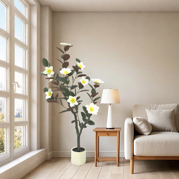 Faux Tree,Artificial Magnolia Tree,Artificial Tree In Planter Pot,Artificial Indoor Tree,Tall Artificial Plants Indoor,Artificial Plants For Home Decor,Artificial Tree Indoor For Home Decor Indoor