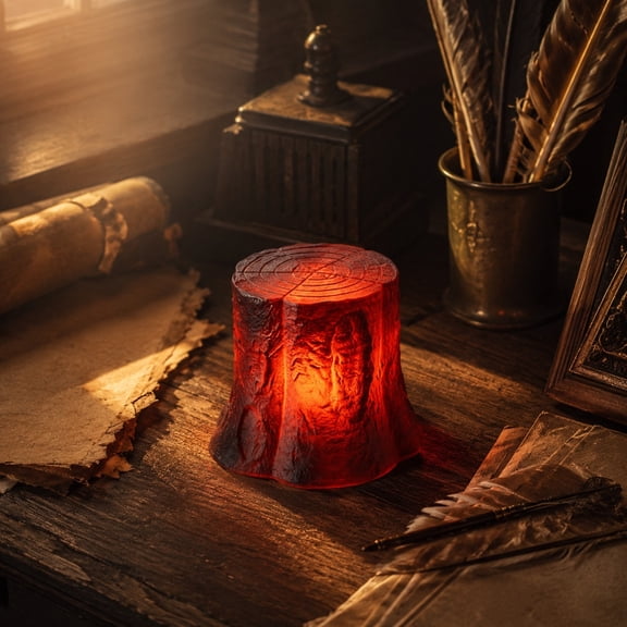 Faux Tree Stump Wood Grain Night Light, Halloween Vintage Style Soft Glow Bedside Lamp Tree Log Desktop Ambient Light For Bedside Study Christmas Campfire Party Decorations