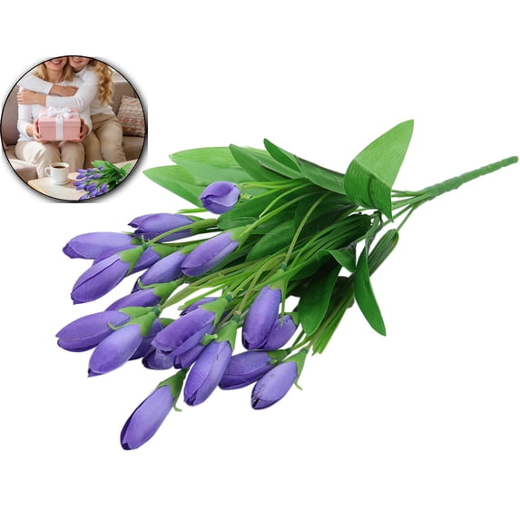 Faux Tulips Real Touch - 13.5 Inch Artificial Flowers for Valentine's Day, Spring & Easter Home Decor, Wedding Bouquet