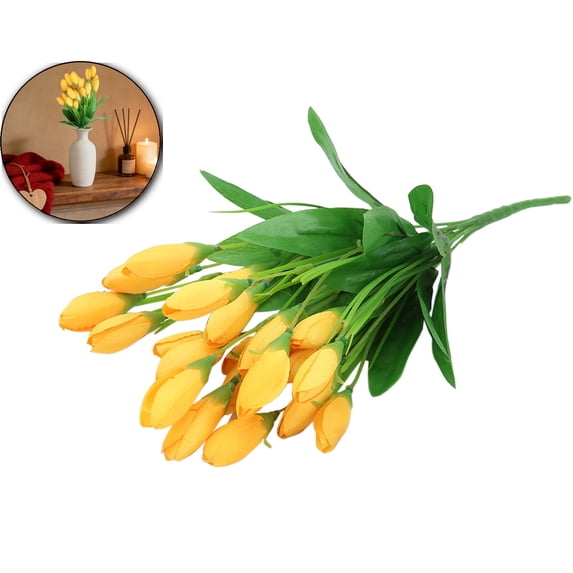 Faux Tulips Real Touch - 13.5 Inch Artificial Flowers for Valentine's Day, Spring & Easter Home Decor, Wedding Bouquet