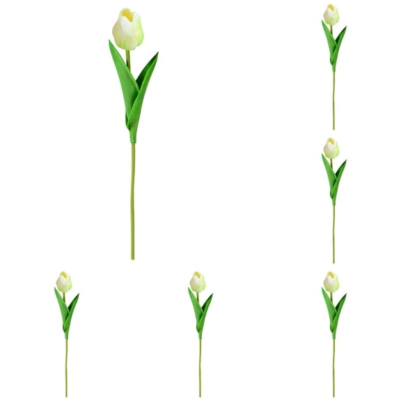 Faux Tulips for Vase, 5Pcs Realistic Pu Artificial Flowers for Spring Decor, Lifelike Fake Tulips for Wedding Centerpieces, Diy Floral Arrangements (Light Green)