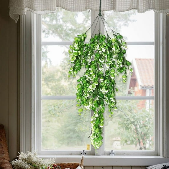 Faux Vine Garland Verdsylv Artificial Hanging Vine Garland (29.9 In) - Realistic Plastic Leaves for Outdoor Wall Garden, Wedding Bar & Porch Decor, Uv Resistant & Flexible, Easy to Drape & Shape