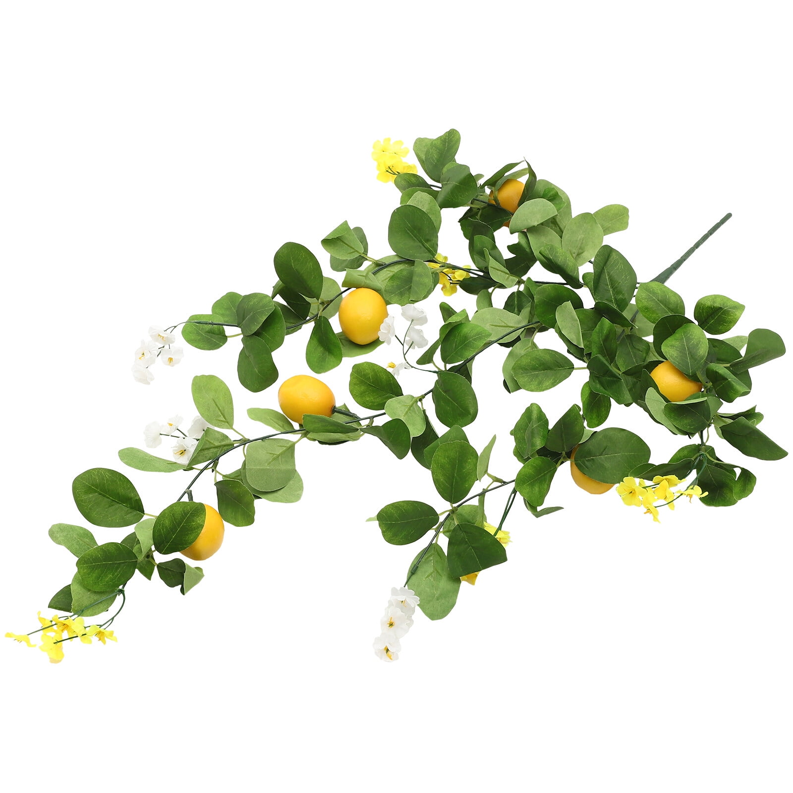Faux Wall Hanging Lemon Branch Garland Green Wreaths for Front Door
