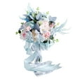thumbnail image 1 of Faux Wedding Bouquets for Bride with Silk Ribbon Bridal Wedding Throw Bouquet Eucalyptus for Ceremony Graduation Party Multifunctional Decor, 1 of 7