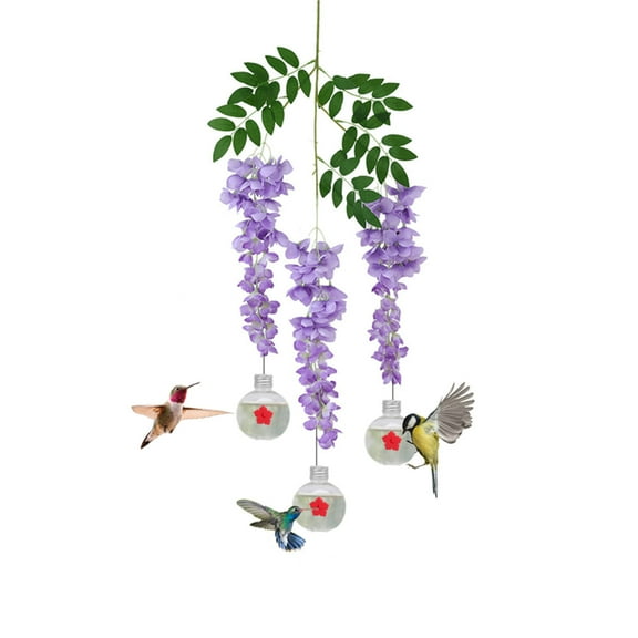 Faux Wisteria Flower Hummingbird Feeder - Attracts Birds with Realistic Blooms - Perfect for Outdoor Gardens