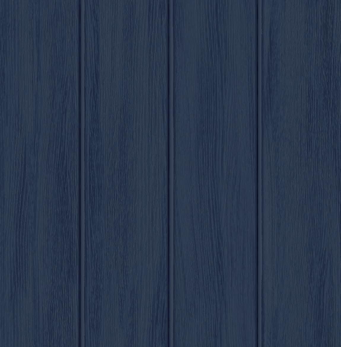 Navy Blue Faux Wood Peel and Stick Wallpaper