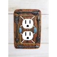 thumbnail image 1 of Faux Wood Turquoise 4 Arrows Double Receptacle Outlets Plates Set, 1 of 6