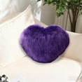 thumbnail image 1 of Faux Wool Heart-Shaped Pillow - Long-Pile Plushy Cushion for Living Room Sofa, Girls Bedside & Cute Gift - Soft Fluffy Decorative Pillow for Home Bedroom, 15.75*11.81in, Purple, 1 of 6