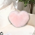 thumbnail image 1 of Faux Wool Heart-Shaped Pillow,Plushy Long-Pile Cushion for Girls,Cute Heart-Shaped Bedside Pillow,Cozy Decorative Throw Pillow for Living Room,Bedroom,Sofa,Valentine's Day Gift for Lovers-Pink, 1 of 6