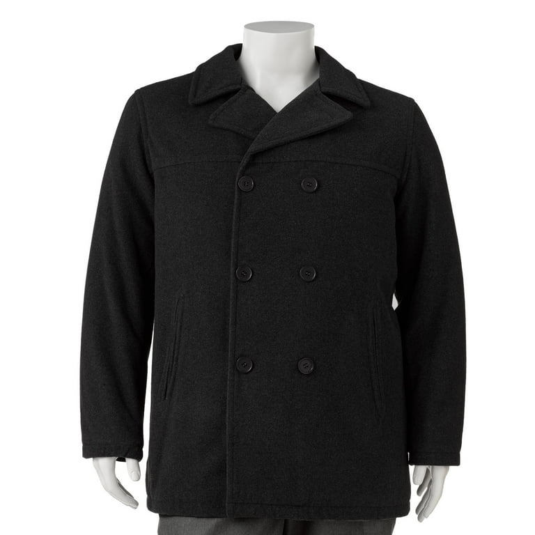 【24AW】DOUBLE FACE PEA COAT(BLACK) Faux Wool Peacoat - Walmart.com