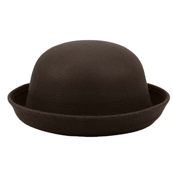 Faux Wool Rolled Brim Dome Hat Classic Dress Costume Hat for Men Women Autumn Winter Party Performance
