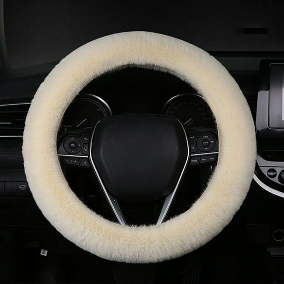 Faux Wool Steering Wheel Cover with Elastic Fit - Winter Warm Car Accessory for Enhanced Driving Comfort and Style