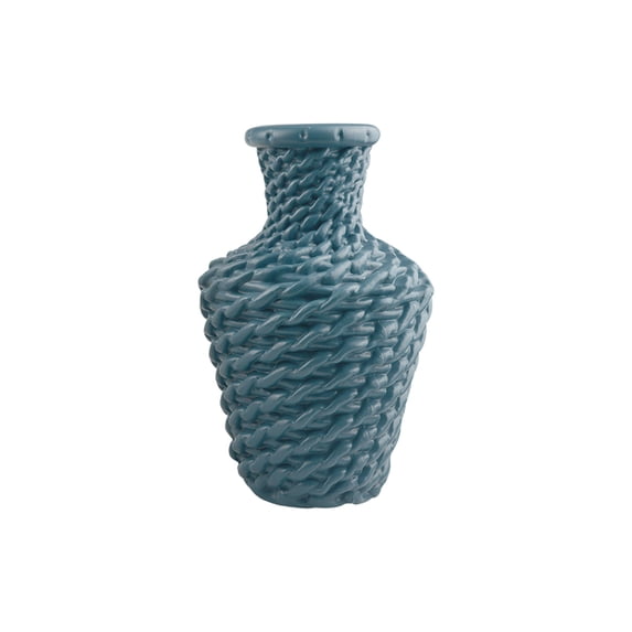 Faux Woven Rattan Plastic Vase, Shatterproof Flower Arrangement Container for Home Decor, Rustic and Modern Table Centerpiece, Lightweight and Durable Decorative Gift