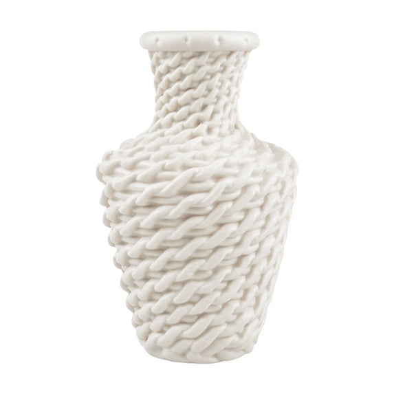 Faux Woven Rattan Plastic Vase, Shatterproof Flower Arrangement Container for Home Decor, Rustic and Modern Table Centerpiece, Lightweight and Durable Decorative Gift