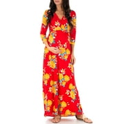 MOTHER BEE MATERNITY Faux Wrap Ruched Maternity Dress