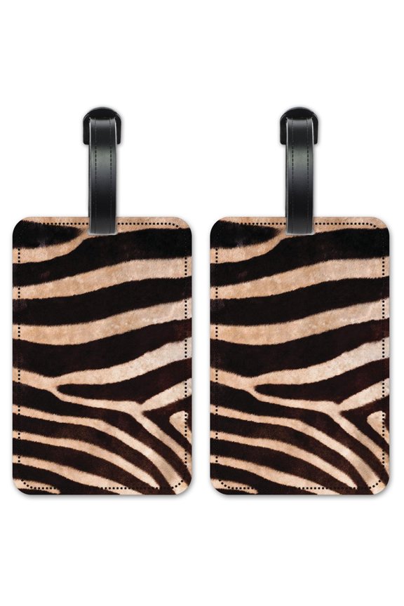 Faux Zebra Fur - Luggage ID Tags / Suitcase Identification Cards - Set of 2