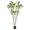 thumbnail image 1 of Faux citrus tree, 5.2FT, Artificial indoor plant with lifelike leaves and small flowers, suitable for home, office, living room or porch floor decoration, 1pc/set, 1 of 9