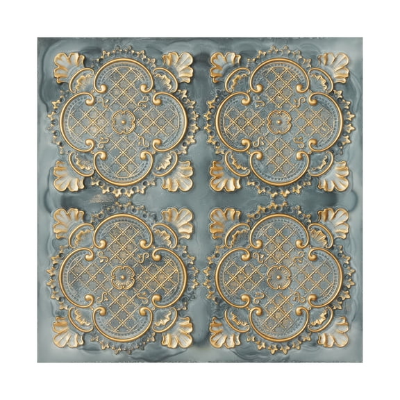 Faux tin ceiling tiles 3D embossed wall panels for Restaurant PL80 Smoked gold 10Pcs/pack