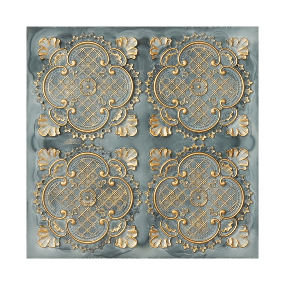Faux tin ceiling tiles 3D embossed wall panels for Restaurant PL80 Smoked gold 10Pcs/pack